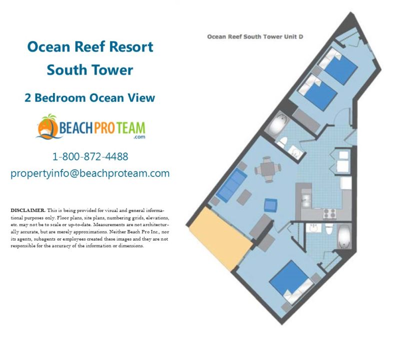 Ocean Reef South Tower Floor Plan D - 2 Bedroom Ocean View